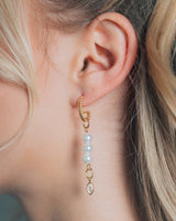 Ivanna CZ Charm Pearl Dangle Earrings