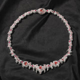 Hip-hop exaggerated spiky parasitic red-eyed thorn diamond-encrusted necklace