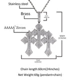 Retro Cross Square Zircon Inlay Necklace
