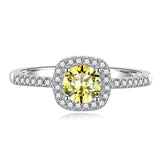 S925 Multicolor Moissanite Cushion Halo Adjustable Rings with Pavé-Set Band & Square Accents, 0.5ct-2ct D-Grade VVS Certificate, 12 Vibrant Colors, Sterling Silver Jewelry