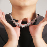 Hip-hop exaggerated spiky parasitic red-eyed thorn diamond-encrusted necklace