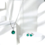 Certified Lab Grown Emerald Solitaire Jewelry Set