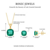 Certified Lab Grown Emerald Solitaire Jewelry Set