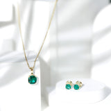 Certified Lab Grown Emerald Solitaire Jewelry Set