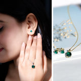 Certified Lab Grown Emerald Solitaire Jewelry Set